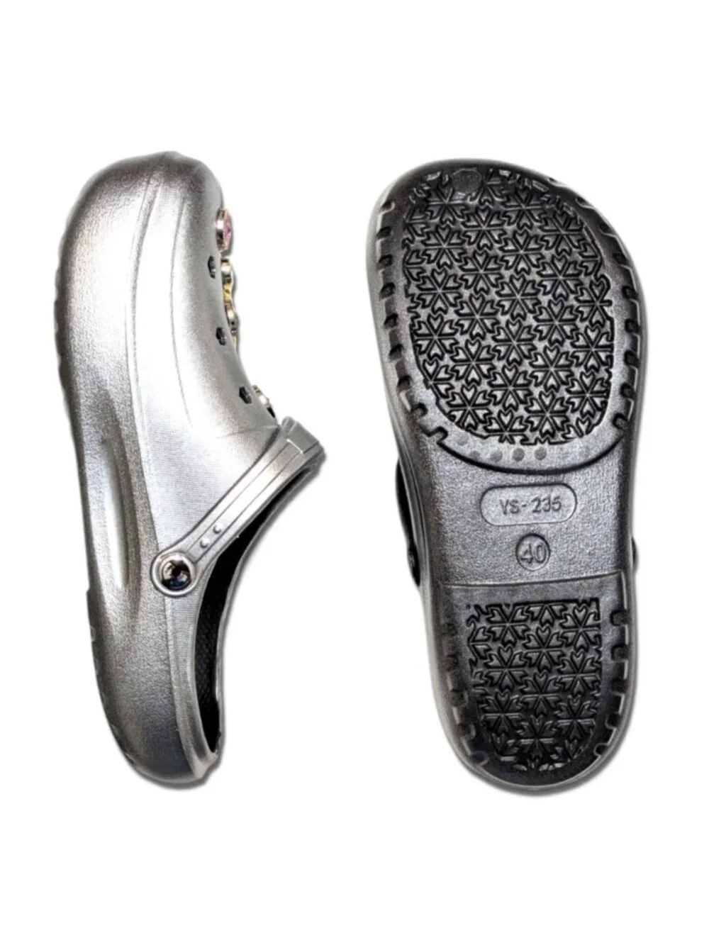 Girl's Silver Clogs, Craytown Brand, Accessories Included, J4-J6
